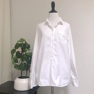 J. Crew crisp white half button down shirt